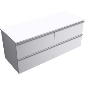 CERANO - Kúpeľňová skrinka Velora - biela matná, úchytka chrómová + doska z lit. mramoru Elanys - 12 mm - biela matná - 140x54,2x46,5 CER-679412