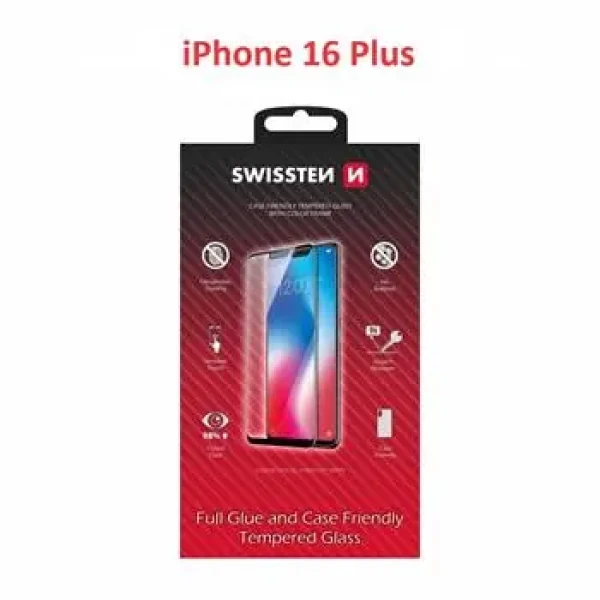 Swissten FULL FLUE COLOR FRAME CASE FRIENDLY ochranné sklo pre Apple iPhone 16 PLUS čierna (54501865)