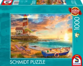 Schmidt Puzzle Západ slnka NAD zátokou s majákom