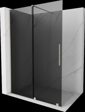 MEXEN/S - Velar Sprchová zástena posuvná Walk-in 130 x 200, grafit 8 mm, nikel kartáčovaná 871-130-000-43-97