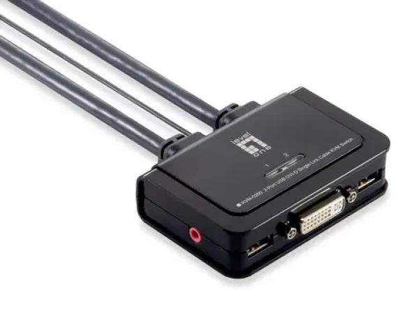 LevelOne KVM-0260 čierna / KVM switch / 2 porty / USB / DVI-I / 1920x1200 (KVM-0260)