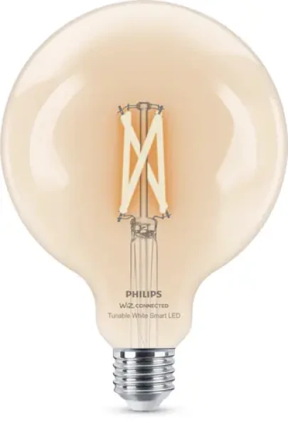 WiZ Filament G125 číra / Múdra LED žiarovka / E27 / 2700-6500K / 7 W / 806 lm / stmievateľná (SKL000481796)