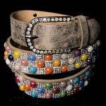 Sexy hip belt with rhinestones and colorful beads white 90