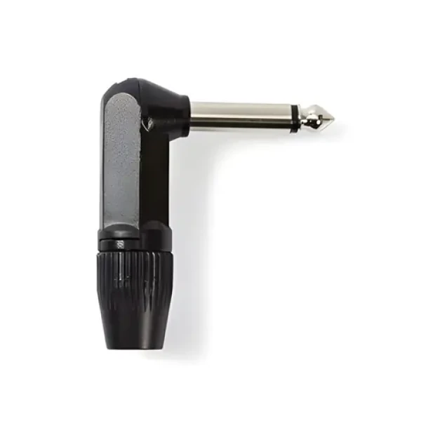 Nedis Konektor jack 6.35 mm uhlový zástrčka čierna / Konektor / Spájkovacie / Poniklovaný / Hliník (COTP23902BK)