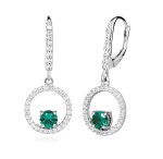 Silver Cat Strieborné náušnice so zirkónmi a syntetickými smaragdmi Colored Stones SC633