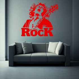 Veselá Stena Samolepka Angus Young AC/DC Farba: červená, Veľkosť: 40 x 37 cm