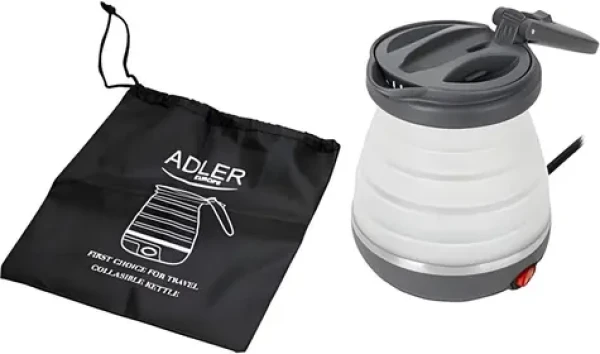 Adler AD 1370UK / Cestovná rýchlovarná kanvica / silikónová / 0,6 l / UK zástrčka (AD 1370UK)