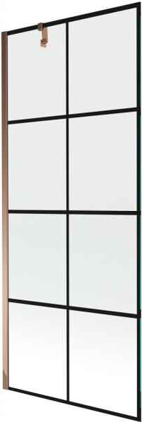 MEXEN/S - Next vaňová zástena FIX 80x150, čierny dekor, růžové zlato 895-080-000-00-77-60