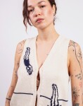 Thinking MU Swimmers Ecru Robbie Knitted Vest ECRU S
