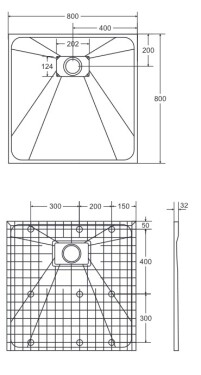 BESCO - Štvorcová sprchová vanička VEXO - biela - Farba - Biela, Nožičky k vani - Bez nožičiek, Rozmer A - 80, Rozmer B - 80 VANKVEX80CTVERW