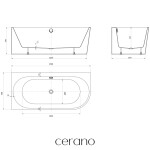 CERANO - Vaňa akrylátová Simone - voľne stojaca - asymetrická - ľavá - biela lesklá - 150x75x58 CER-222111