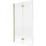MEXEN - MIST vaňová zástena 100x150 cm 6mm 2-s, zlatá kartáčovaná, číra, ľavá 8A9-100-002-55-00-L