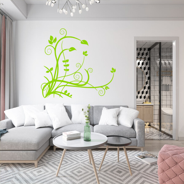 Veselá Stena Samolepka Rozkvitnutý ker Farba: zelená, Veľkosť: 60 x 56 cm