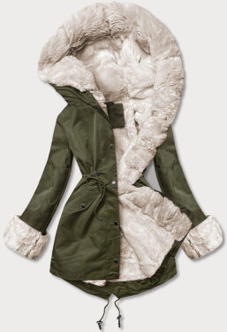 Bunda typu parka v army farbe s odnímateľnou kožušinovou podšívkou (5M3187-136) odstíny zelené XL (42)