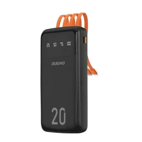 Dudao K6 Pro+ 20000mAh čierna / Powerbanka / 4X vstavané káble / USB-C / micro USB / Lightning / USB-A (200408)