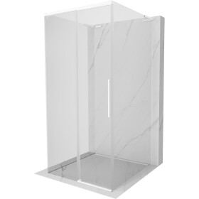 MEXEN/S - Rox-3S L sprchový kút 3 stenný, posuvný 90 x 90, transparent, biela 8C2L-090-090-20-00-3S