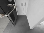 MEXEN/S - Kioto+ Sprchová zástena s poličkou WALK-IN 90 x 200, čierna vzor, nikel kartáčovaný 800-090-121-97-70