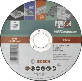 BOSCH Rezný kotúč O 125 mm / Rezný kotúč / 22,23 mm / Šírka rezu 1,0 mm / Rovný (2609256307)