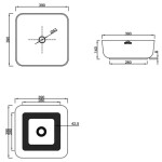 INVENA - Umývadlo na dosku MALAGA TREND 39 cm, štvorcové zlatá CE-39-009-C