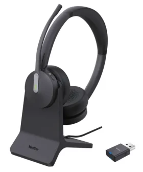 Yealink WH64 Hybrid Dual Teams čierna / Slúchadlá / mikrofón / DECT Bluetooth 5.2 / Na uši / nabíjací stojan (1208697)