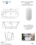 BESCO - Voľne stojaca vaňa DEEVA biela - Farba - Biela, Farba sifónu - Čierna, Rozmer vane - 170 × 80 cm VANDEEVA170B