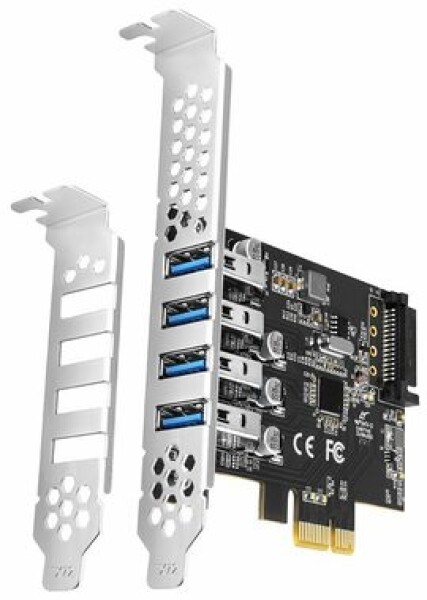 Axagon PCEU-43RS, PCIe radič, 4X USB 5Gbps, napájanie z PCIe alebo SATA, Renesas PD720201, SP LP (PCEU-43RS)