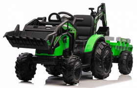 Mamido Mamido Detský elektrický traktor bager s prívesom Strong RC EVA kolesa 12V10Ah zelený