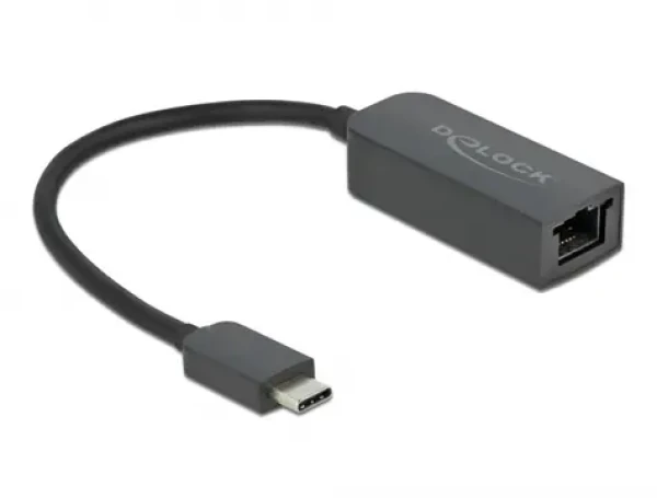 DeLock Adaptér USB Type-C (M) - 2.5 Gigabit LAN kompaktný 0.16m čierna (66645)
