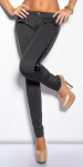 Sexy KouCla treggings with leather look applicatio darkgrey S