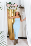 Sexy Koucla Basic Bandeau Maxidress with slit babyblue Einheitsgroesse