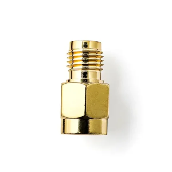 Nedis SMA adaptér RP-SMA(F) - SMA(M) zlatá / Adaptér / Pozlátené kontakty / 50 Ohm / 2 ks (CSGB02112GD)