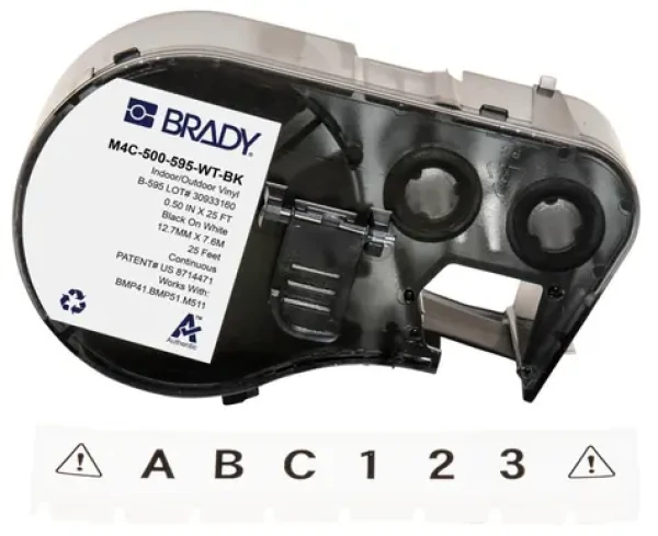 BRADY Páska do tlačiarne štítkov 12,7 mm čierna/biela / pre tlačiarne M410, BMP41, M510, BMP51, BMP53, M511 / vinylová (M4C-500-595-WT-BK)