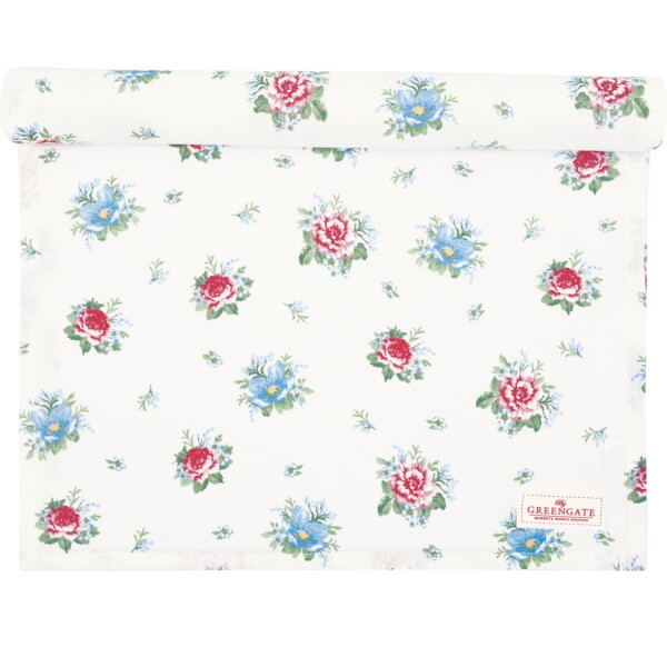 GREEN GATE Behúň na stôl Alivia White 45 × 140 cm