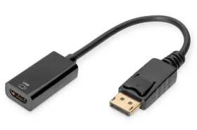 Digitus DisplayPort - HDMI čierna / Redukcia / aktívna / 4K / 0,2 m (AK-340415-002-S)