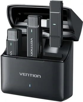 Vention NCAB0 čierna / Bezdrôtový mikrofón / 2 ks + puzdro / 2,4 GHz / redukcia šumu / USB-C (NCAB0)