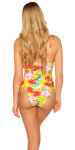 Sexy Swimsuit with Cut Out Flamingo Print GELB 38