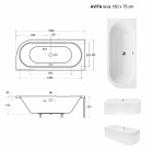 BESCO - Asymetrická vaňa AVITA - Nožičky k vani - S nožičkami, Rozmer vane - 150 × 75 cm, Spôsob prevedenia - Ľavé VANAVIT150L + OLVPINOZ