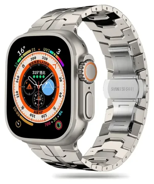 Tech-Protect Stainless Line titánová / Remienok pre Apple Watch 4/5/6/7/8/9/SE/Ultra 1/2 / článkový ťah / 42/44/45/49 mm