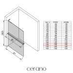 CERANO - Sprchová zástena Walk-in Onyx L-pravá vzpera - 8 mm + polička/držiak na uteráky - čierna matná, transparentné sklo - 140x200 CER-8050BD1000