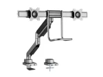 Equip čierna / Stolný držiak na 2 monitory / 17 "-32" / nosnosť 9 kg / VESA 75x75-100x100 / plynová pružina (650161)