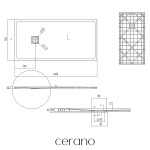 CERANO - Sprchová vanička obdĺžniková Pablo - SMC/minerálny kompozit - štruktúrovaná šedá - 140x70x3 CER-481291