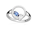 Silver Cat Strieborný prsteň so zirkónmi a syntetickým zafírom Colored stones SC628 54 mm