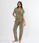 BOYFRIEND FIT - Viskózový pyžamový komplet, voľný strih Triumph GREEN 40