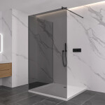 CERANO - Sprchová zástena Walk-in Onyx Corner Round Ľ/P - 8 mm - okrúhla vzpera - čierna matná, grafitové sklo - 100x110x200 CER-670127