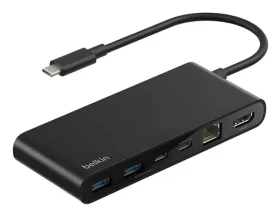 Belkin CONNECT USB-C Hub čierna / Hub / 8v1 / 2x USB-C (INC024HQBK)