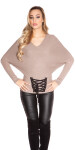 Trendy KouCla bat sweater with lacing Einheitsgroesse