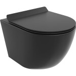 MEXEN/S - Lena Závesná WC misa Rimless Tornado vrátane sedátka s slow slim, duroplast, čierna mat 30220185T