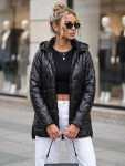 Dámska prešívaná bunda s odnímateľnou kapucňou, čierna, FashionStreet TY5795 S