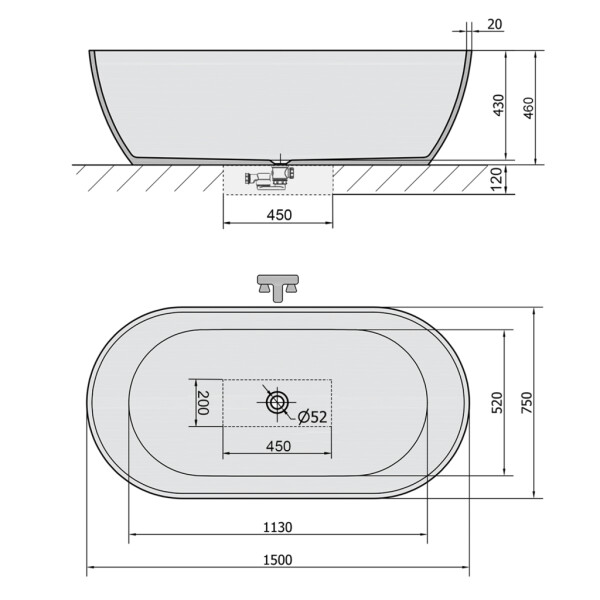POLYSAN - REDUTA voľne stojaca vaňa liaty mramor 150x75x46cm, biela 72843