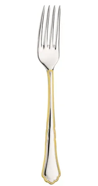 Pinti Inox Koláčová vidlička SETTECENTO GOLD FILET / Vidlička / nerezová oceľ 18/10 / leštený povrch so zlatou linkou (20590017)